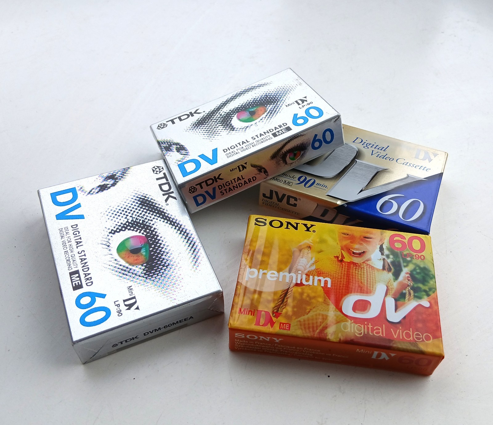 4 PCS JVC TDK Sony Sealed Mini DV Digital Video Cassette 90Min LP Mode 60min SP