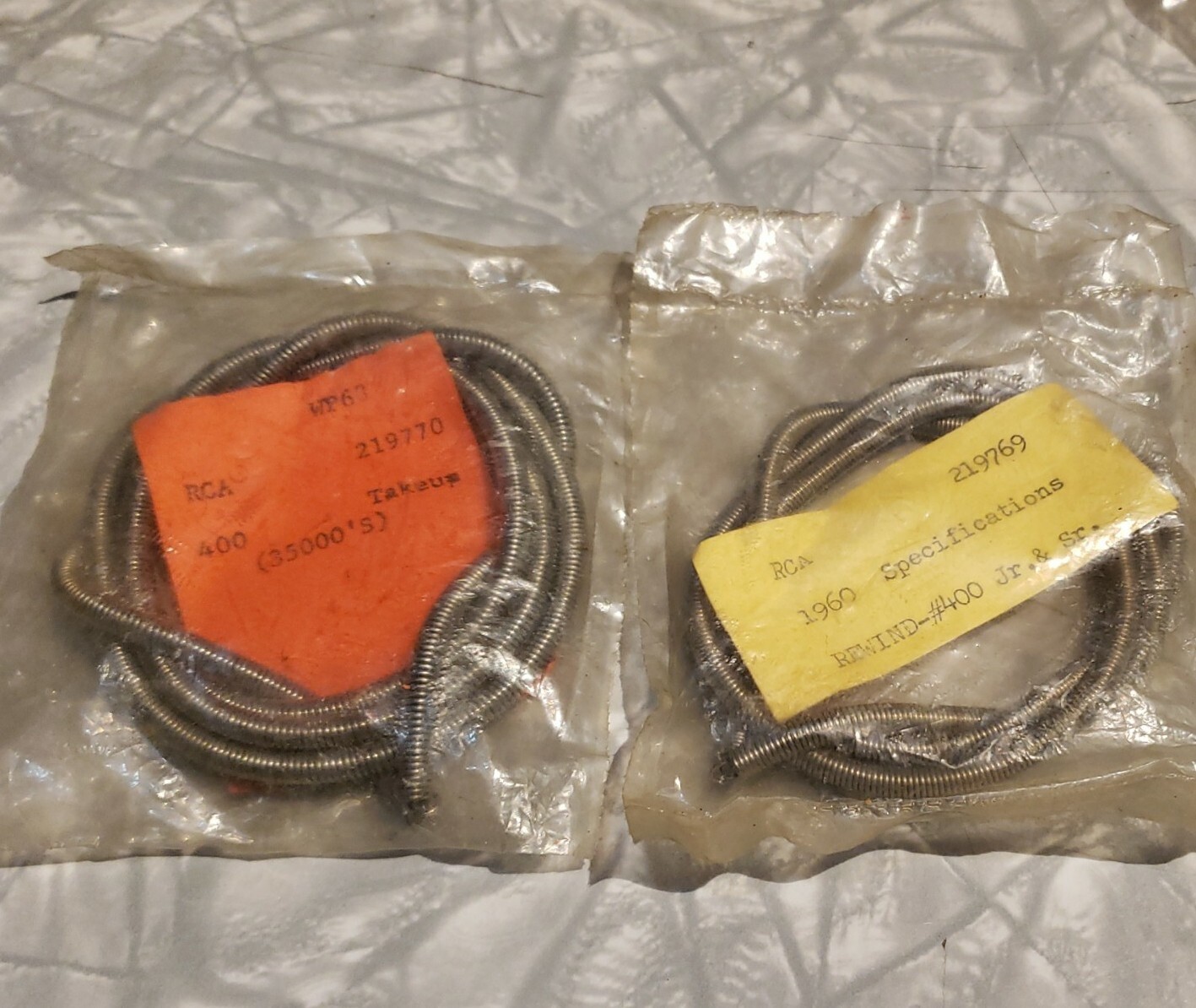 RCA Projector Motor Wire-Spring Drive Belt Set 219769 219770 Jr & Sr 1960 #400