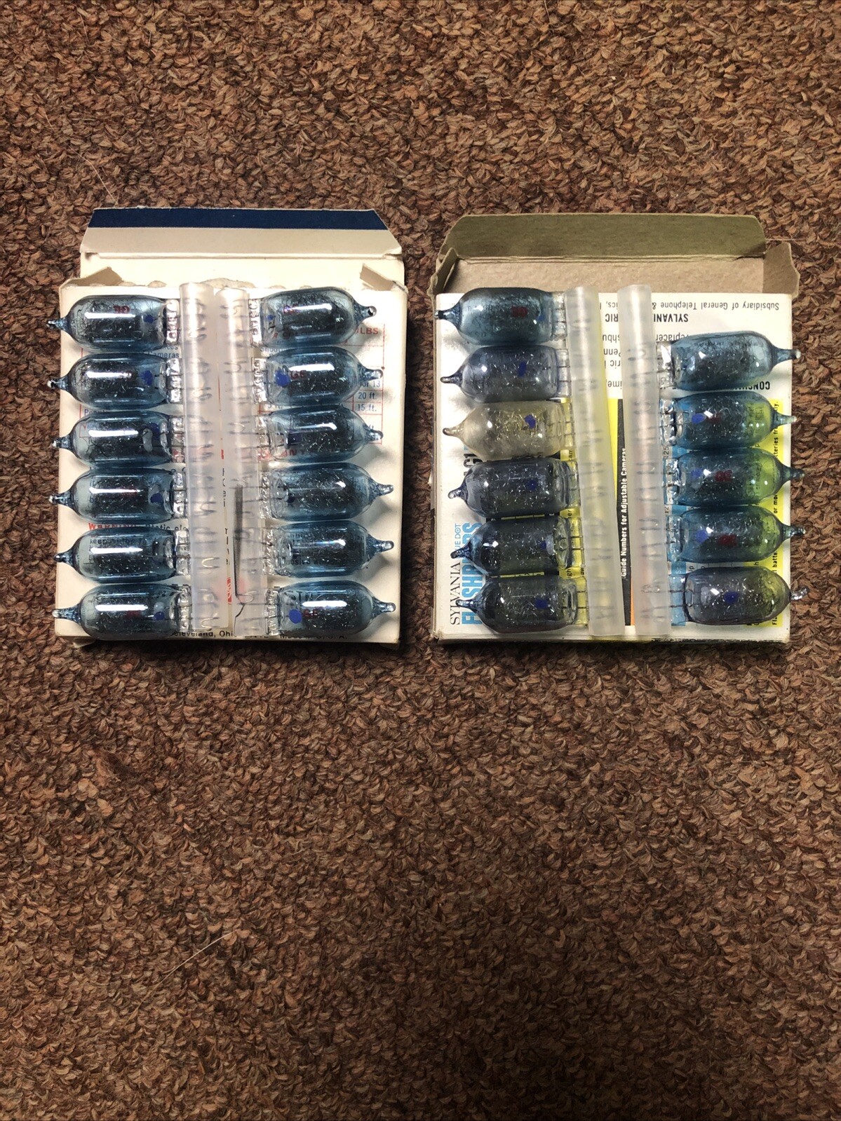 Two Vintage Sylvania Flashbulbs Blue Dot # AG1B 12 Bulbs in Package