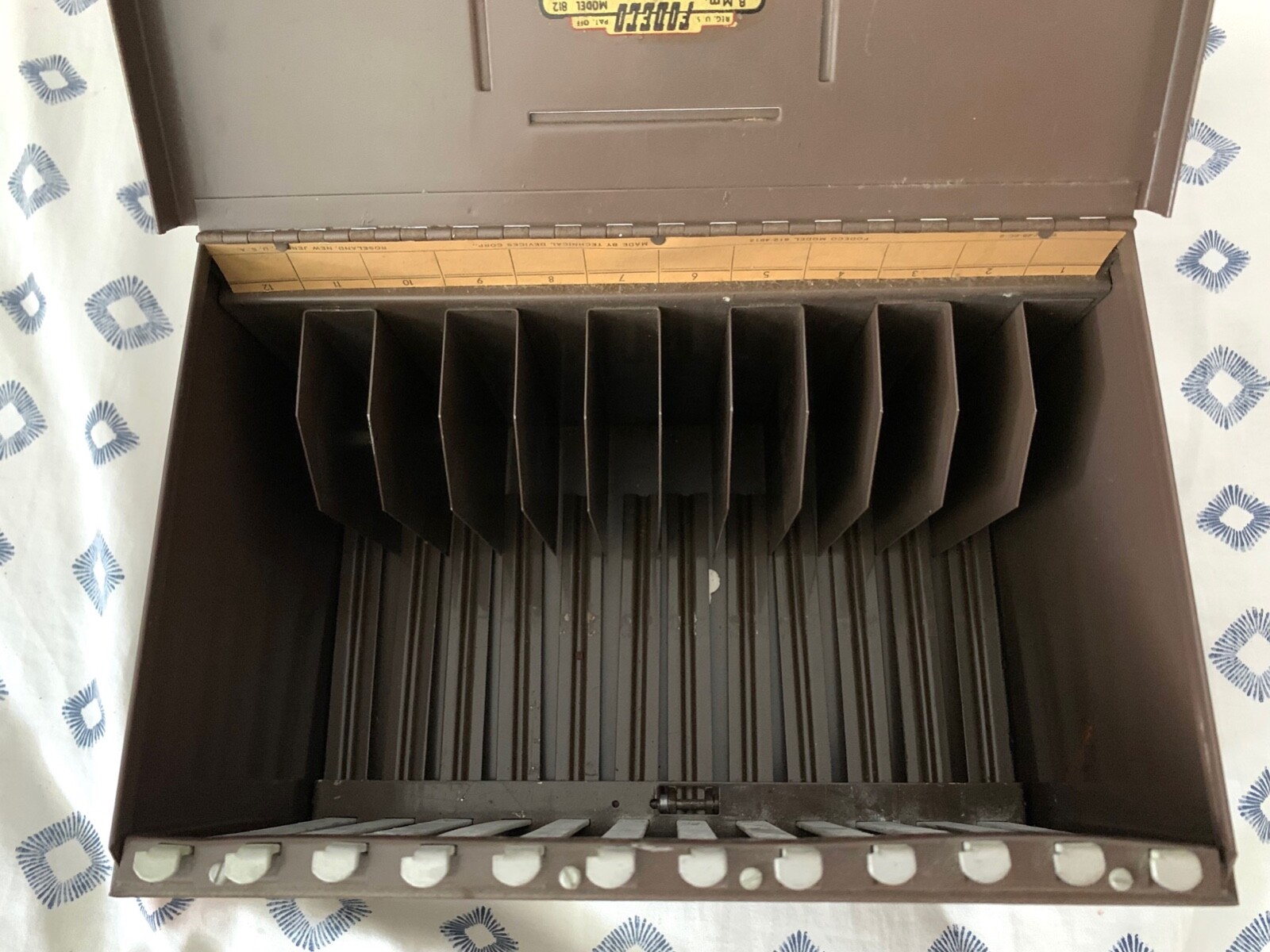 Vintage Fodeco Ejector 8mm Film Reel Library Metal Storage Box Holds 12