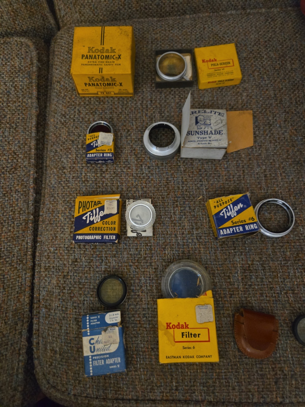 Vintage Assortment Kodak Lens Hoods Filters Adapter Rings & Film -CAMERA STUFF
