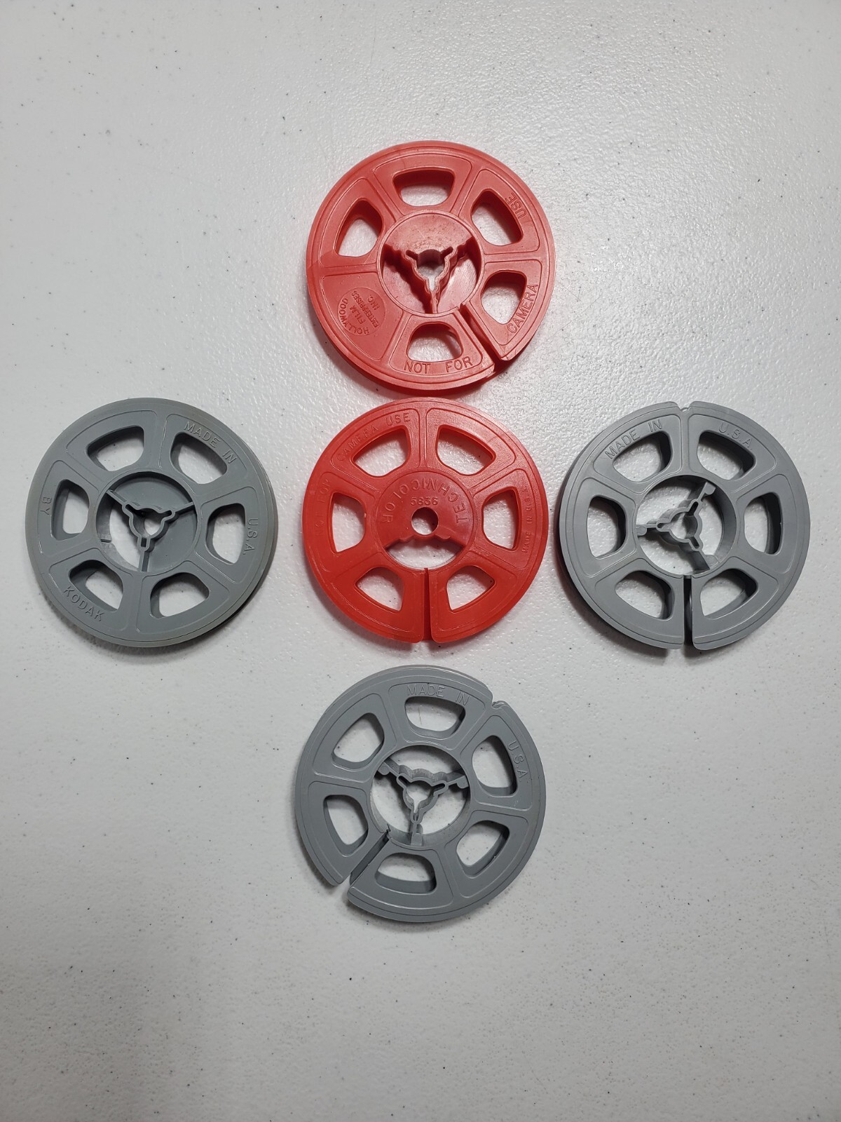 Vintage Technicolor/Kodak Plastic Grey And Red Empty Movie Reels