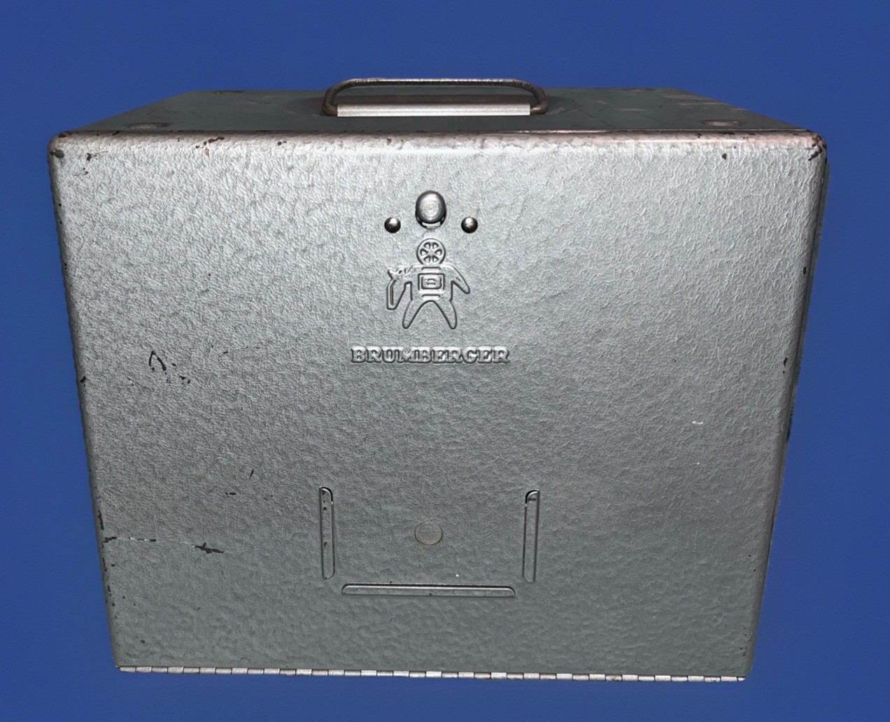 Vintage Brumberger 8mm 12 Reel Holder 7” Steel Storage Case 1950s
