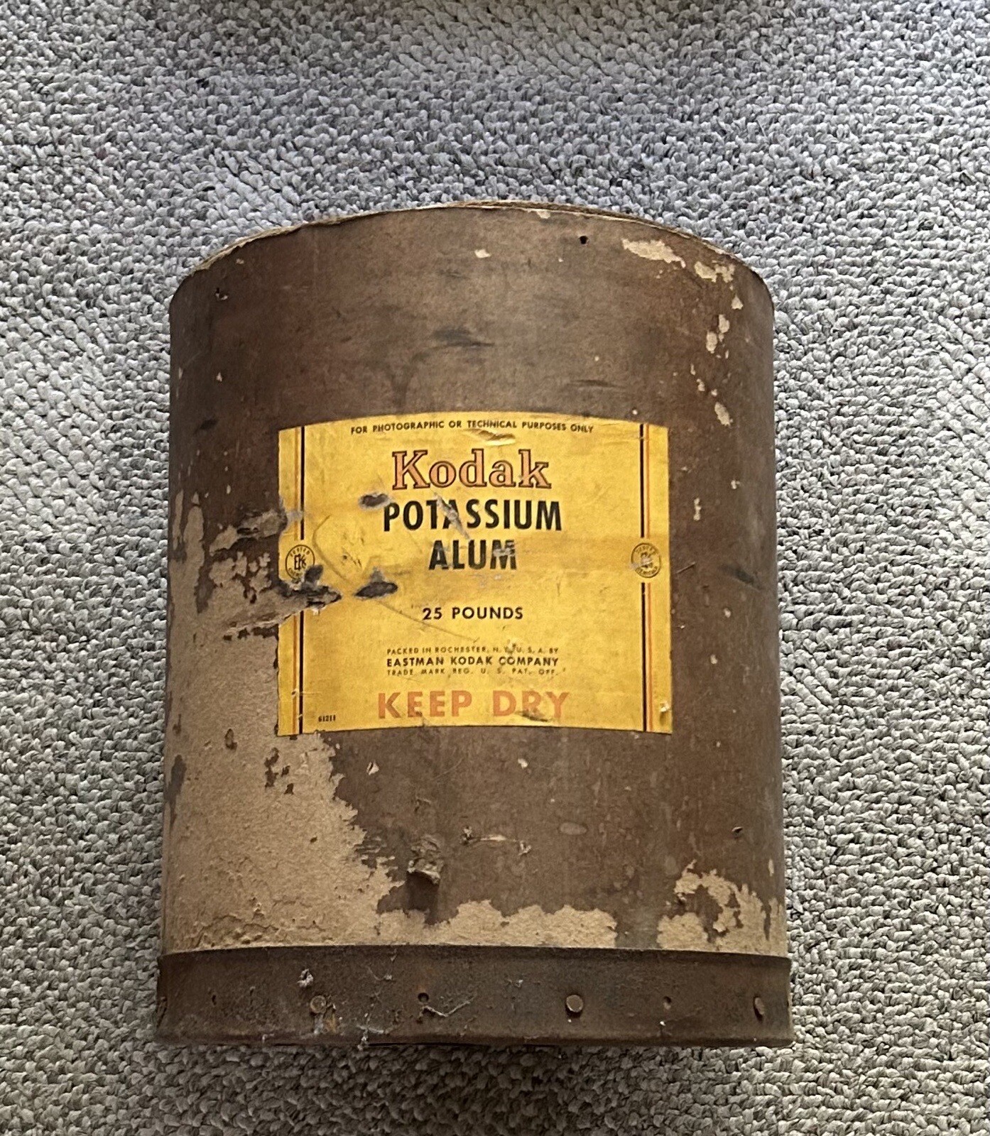 KODAK POTASSIUM ALUM CANNISTER 25 LBS EMPTY VINTAGE