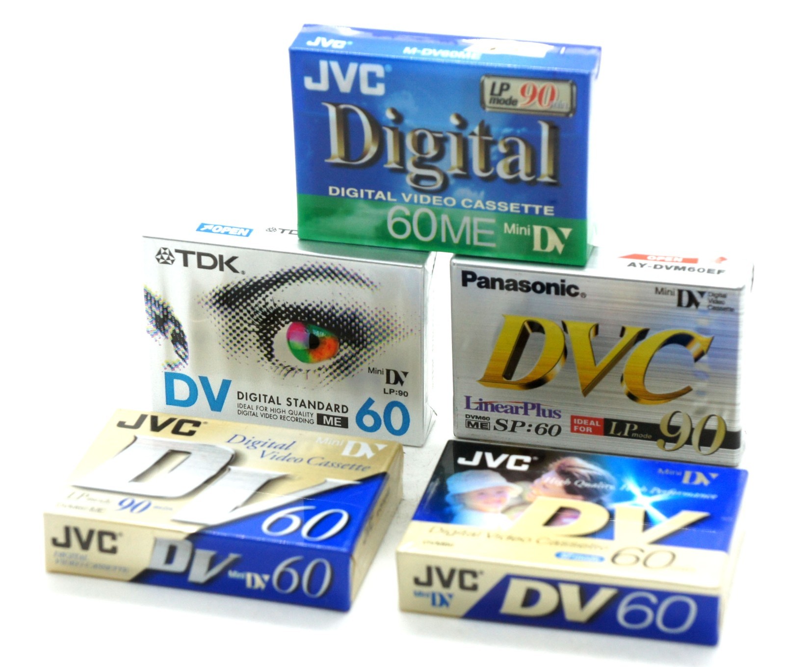 5 PCS JVC TDK Sealed Mini DV Digital Video Cassette DVC 90Min LP Mode 60min SP