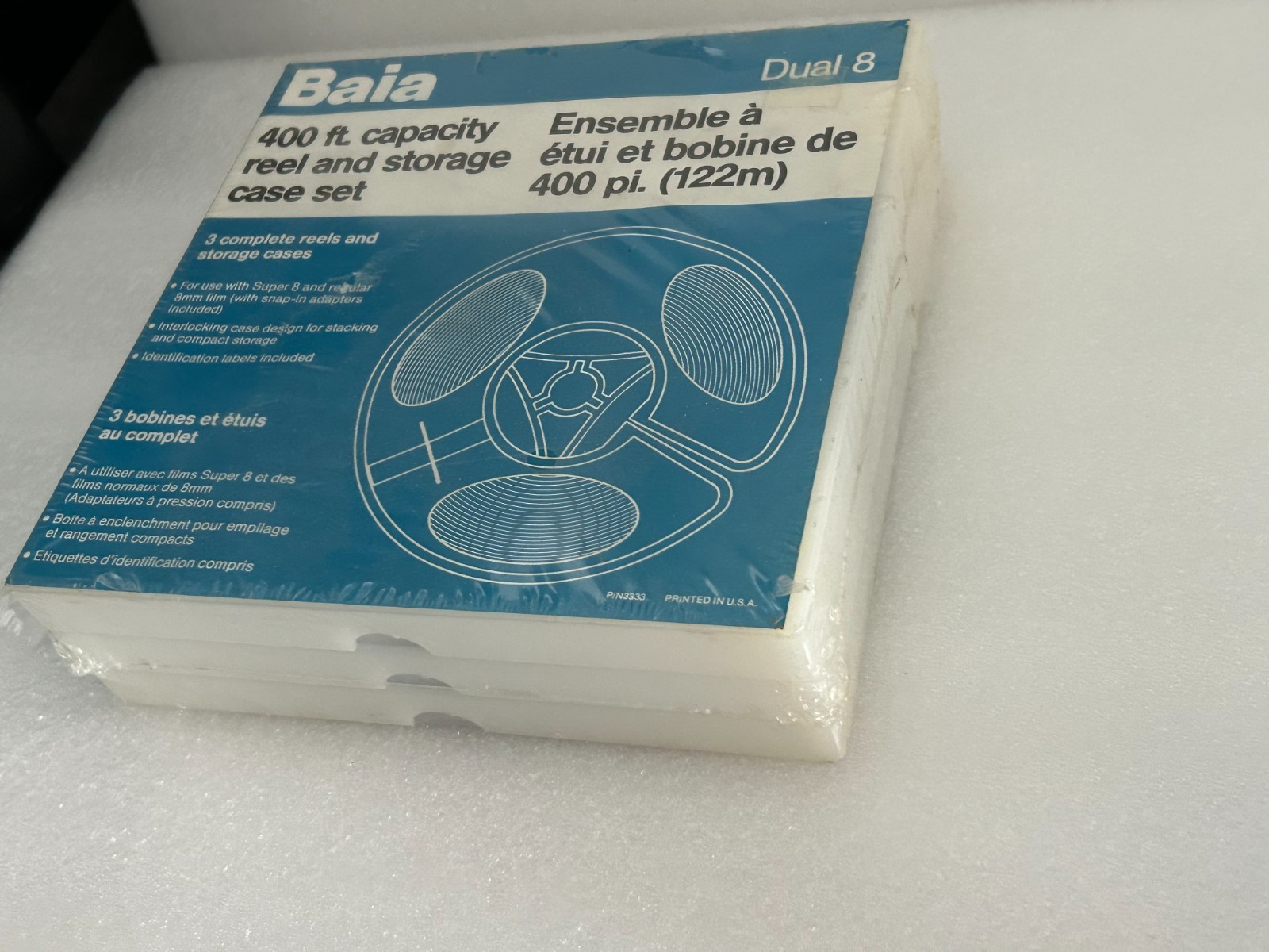 Reel & Storage Case Set 400Ft Capacity 3reels&Cases Hanimex Mfg Baia Dual 8 NEW