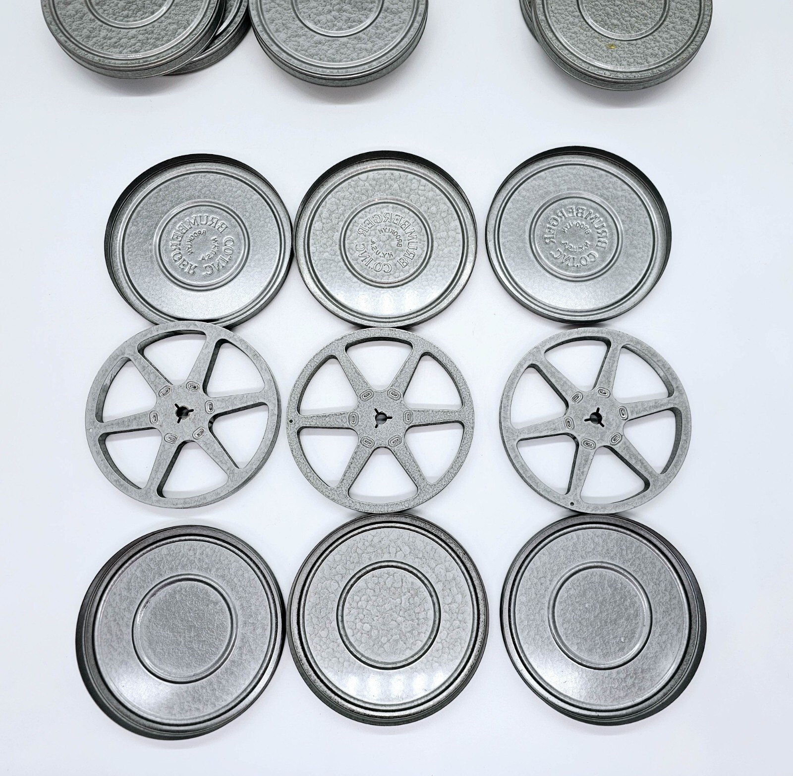 Brumberger Carrying Case – 8mm Movie Film Canisters w 12 Reels in Cases Complete