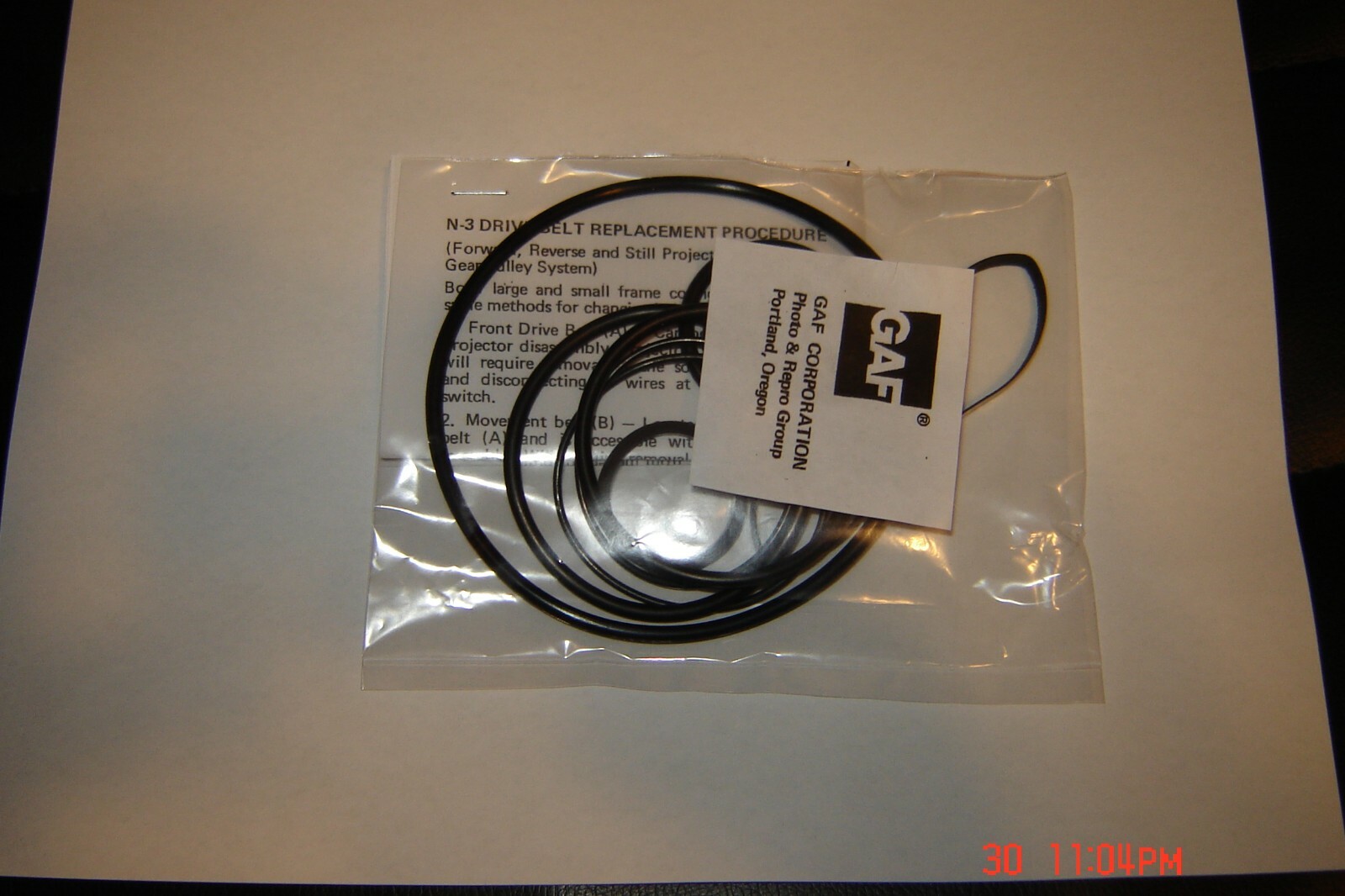 GAF 1788Z, 1788 Projector Belts,& Install Instructions 7 Belt Set