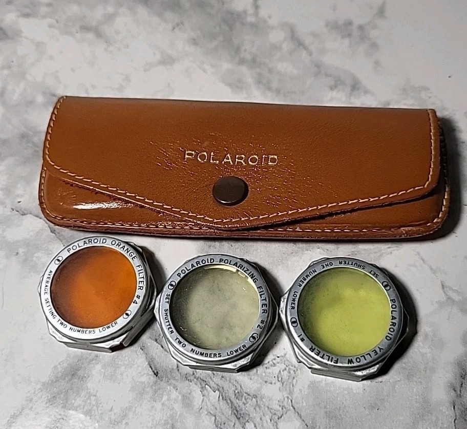 Vintage Polaroid Camera Lens Filters Original Case Photography Estate Lot Of 3