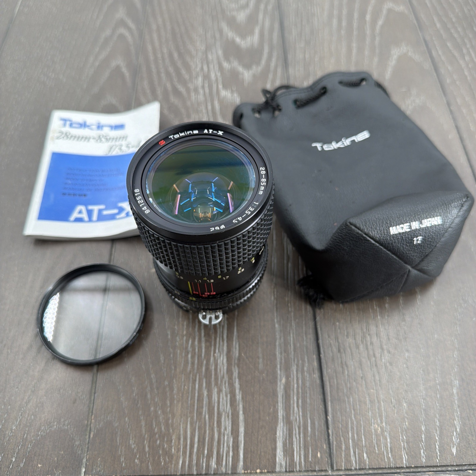Tokina AT-X 1:3.5-4.5 28-85mm Nikon F Mount Camera Lens, UV Filter, Case.