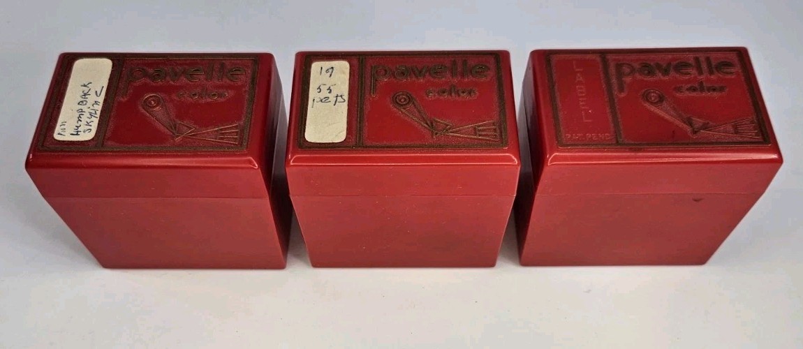 Vintage Pavelle Color Red Plastic Film Slide Box Lot & Lid of 3 Containers