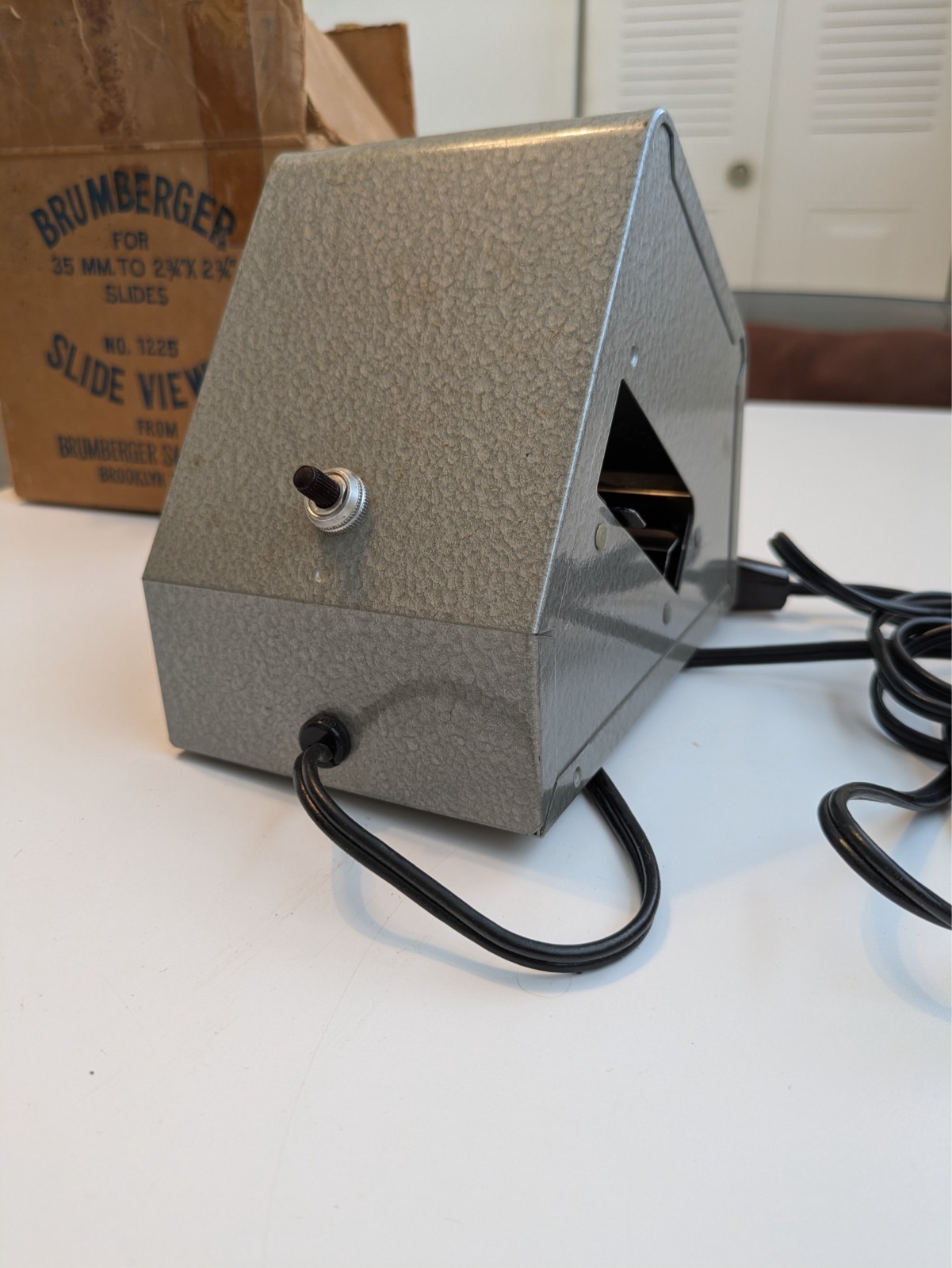 1960s Brumberger Vintage Slide Viewer #1225 Original Box Metal Industrial Look
