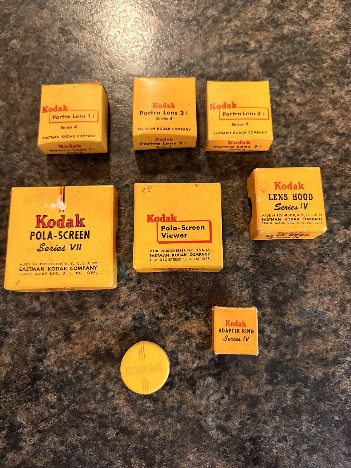 Lot Of 8-Kodak Pola-Screen, Series 6 Pola Lens, Porta Lens, Adaptor Ring