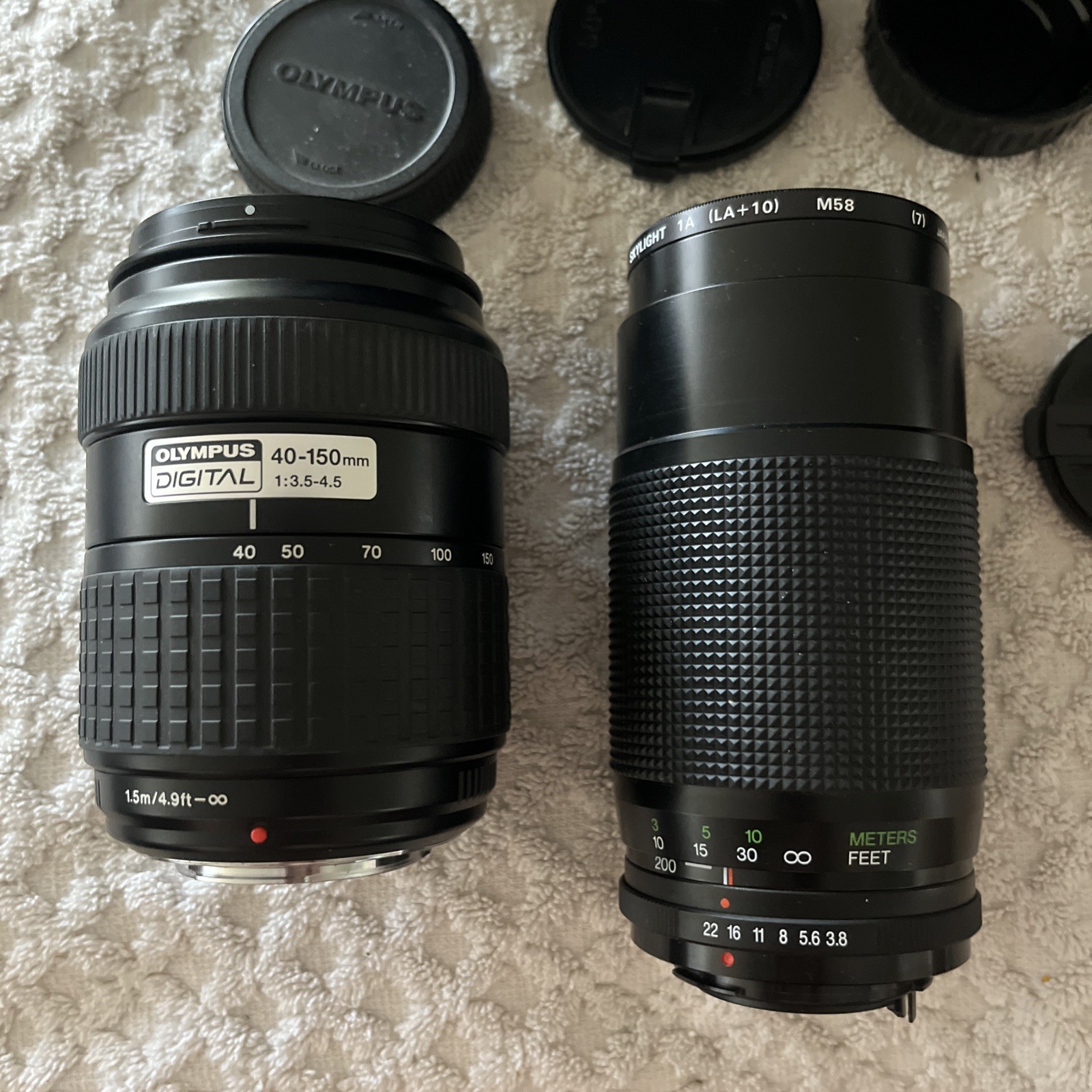Lot Of 5 Camera Lenses & Flashes • Olympus, Monolta, Sun Pack, Telesor , Phoenix