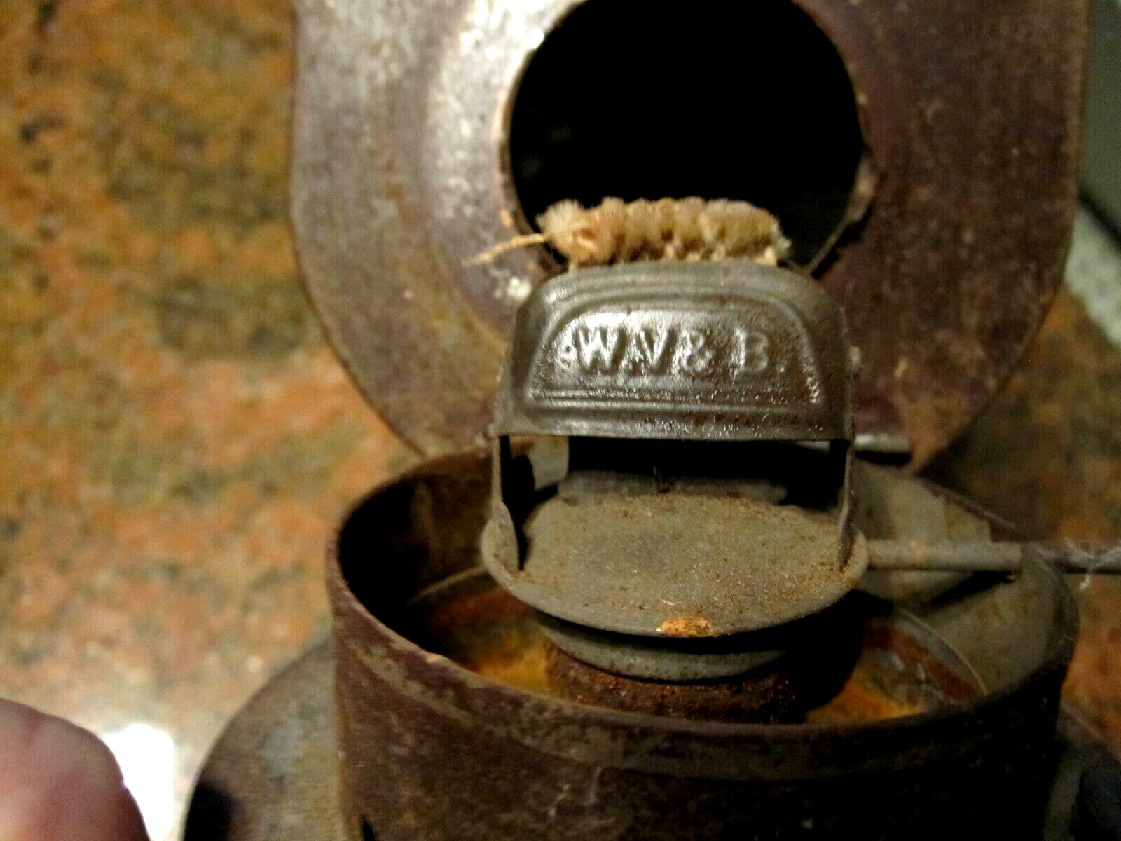 ANTIQUE W. V&B KEROSENE LANTERN 1800s PHOTOGRAPHY DARK ROOM LIGHT