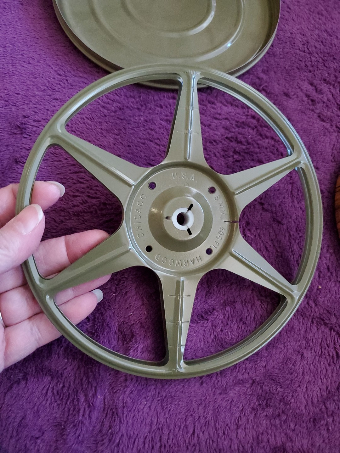 KMart Focal Film Reel and Tin Metal 8MM-400ft- Wood Grain Look Cover USA