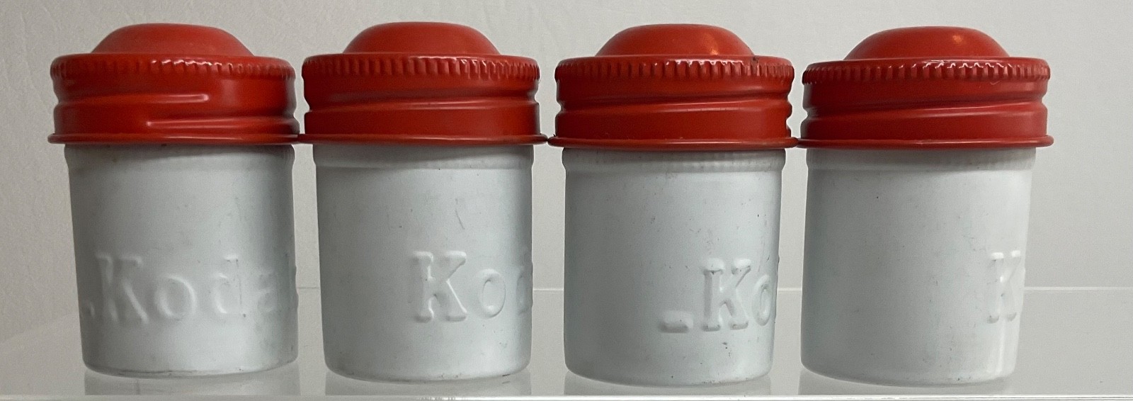 VTG Lot of 4 Kodak 35mm Film Roll Embossed Container Metal Tin Can Canister