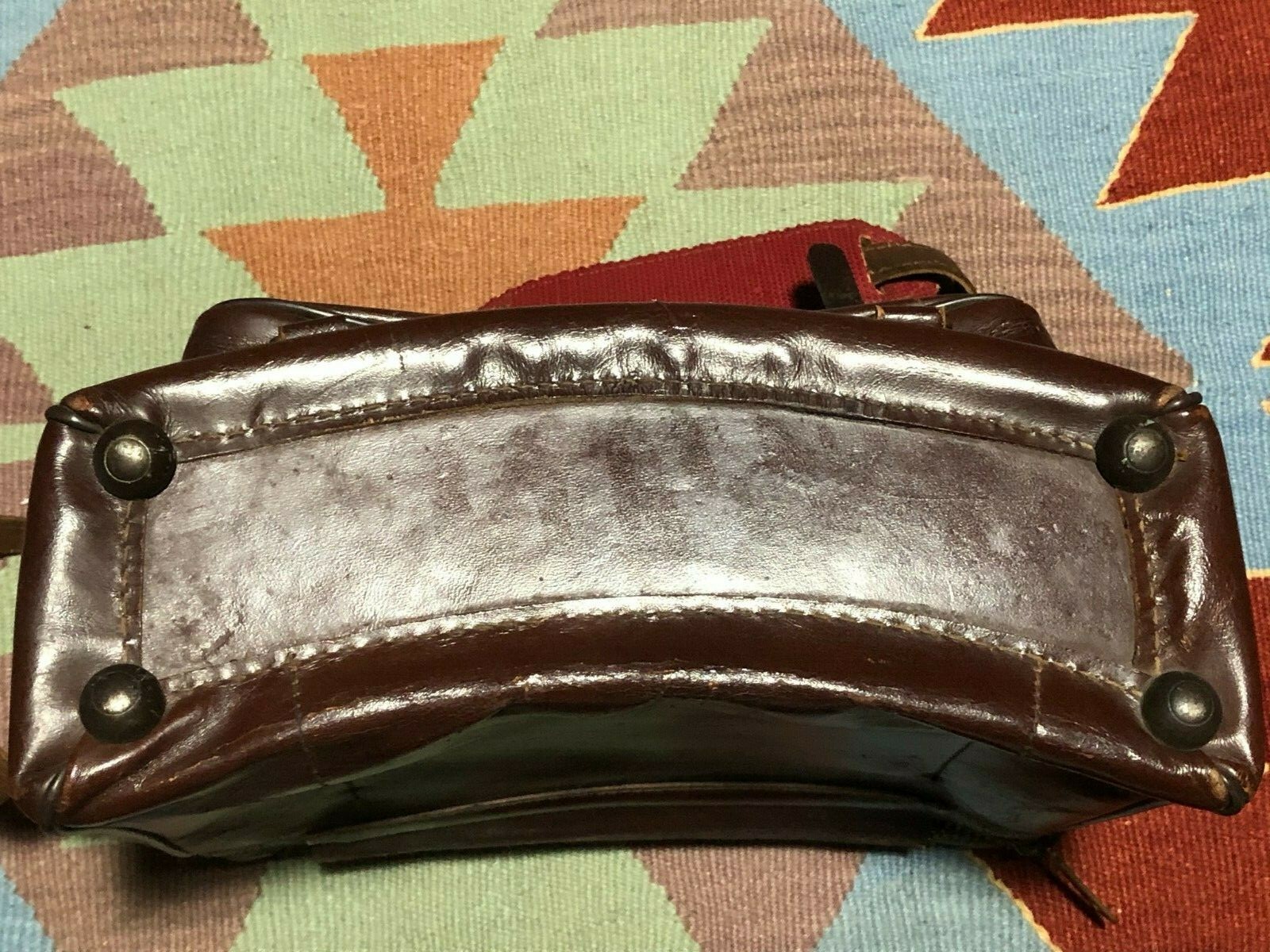 Vintage 60s Leather Camera Case Hard Shell Diamond Made in USA