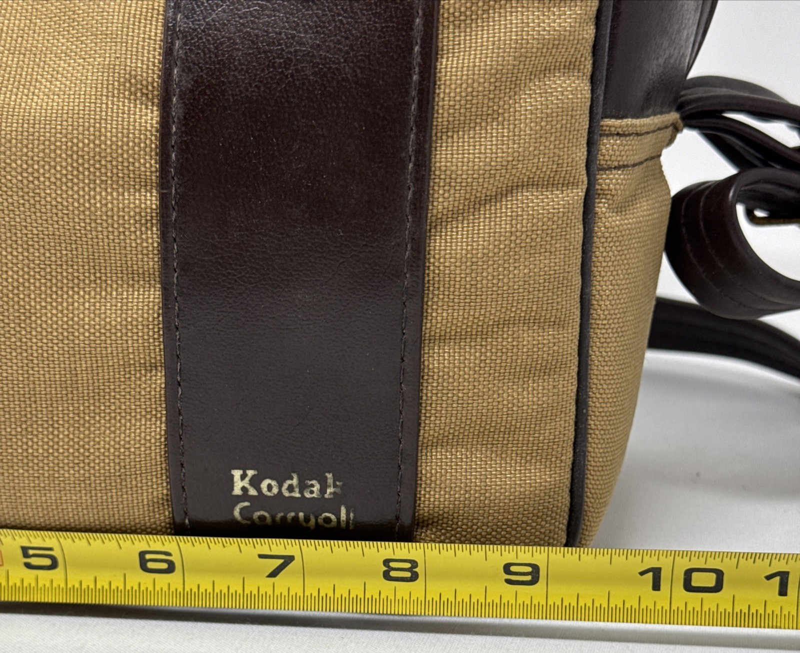 VTG Kodak Instant Camera Carryall Bug Bag Brown Vinyl & Canvas w/ Shoulder Strap