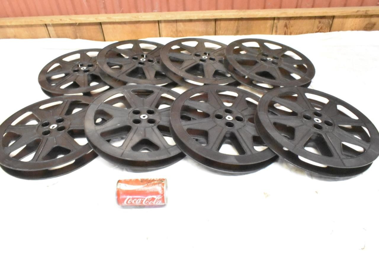 Lot of 8 Vintage Hollywood Film 35 mm Movie Theater Film Reels 14.5″