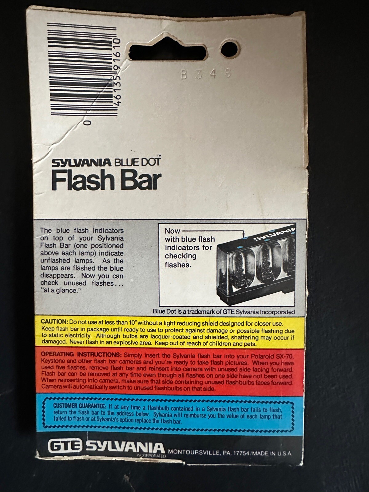 Vintage SYLVANIA Blue Dot Flash Bar for Polaroid Cameras