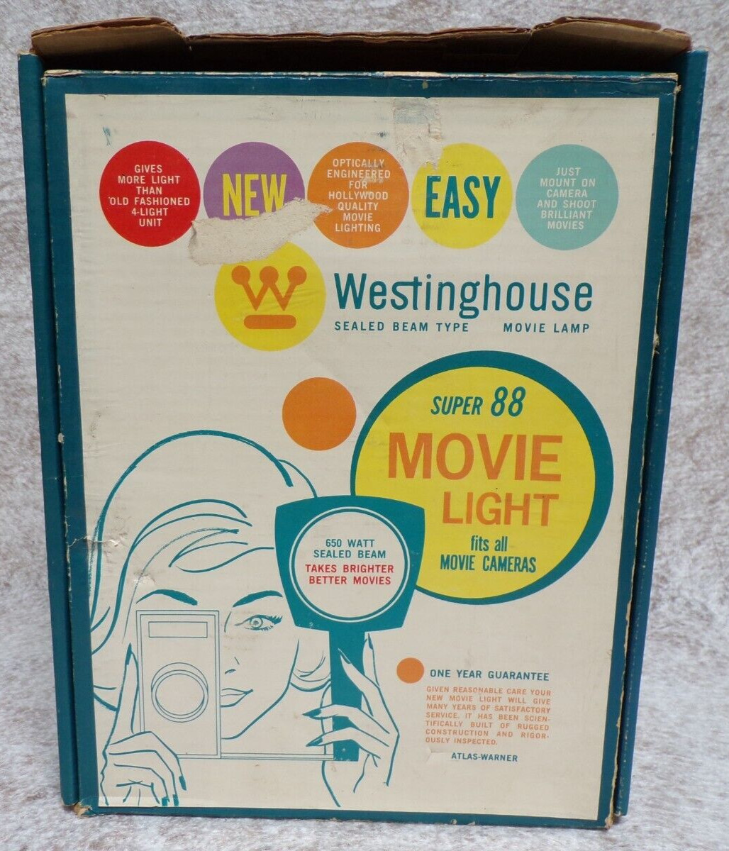 EMPTY BOX VINTAGE 1960’s WESTINGHOUSE SUPER 88 MOVIE LAMP LIGHT FOR FILM CAMERAS