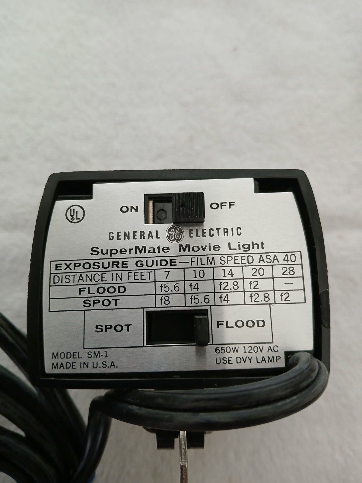 Vintage GE General Electric SuperMate Movie Light SM-1 Spot/Flood Light. USED