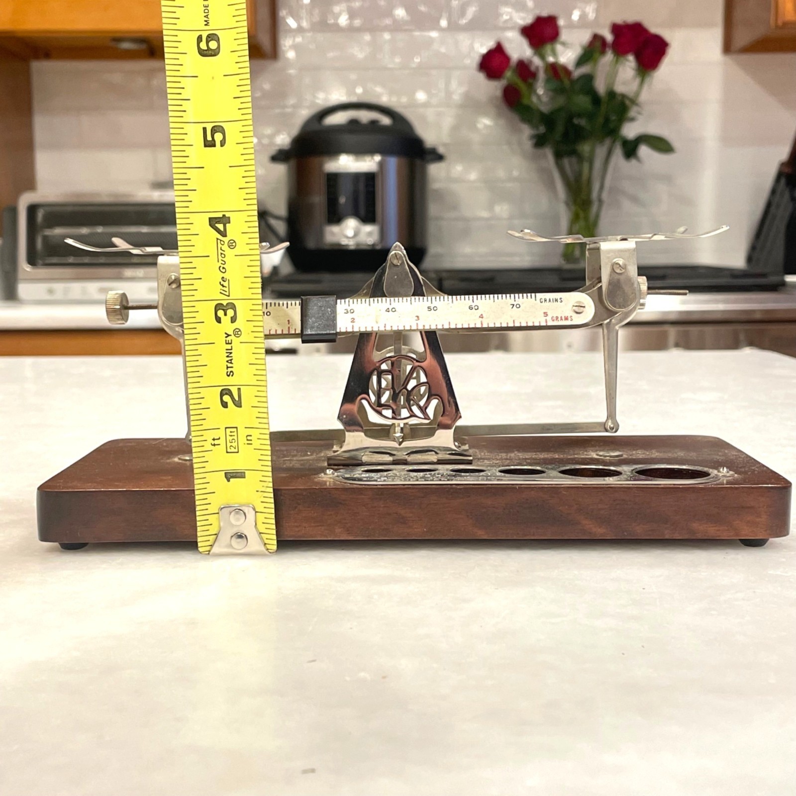 Vintage Eastman Kodak Studio Scale Metal Weights Wood Base Photography Balance