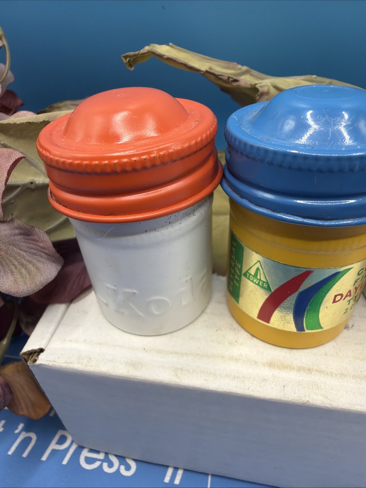 VTG Lot of 5 Kodak Film Roll Embossed Container Metal Tin Can Canister