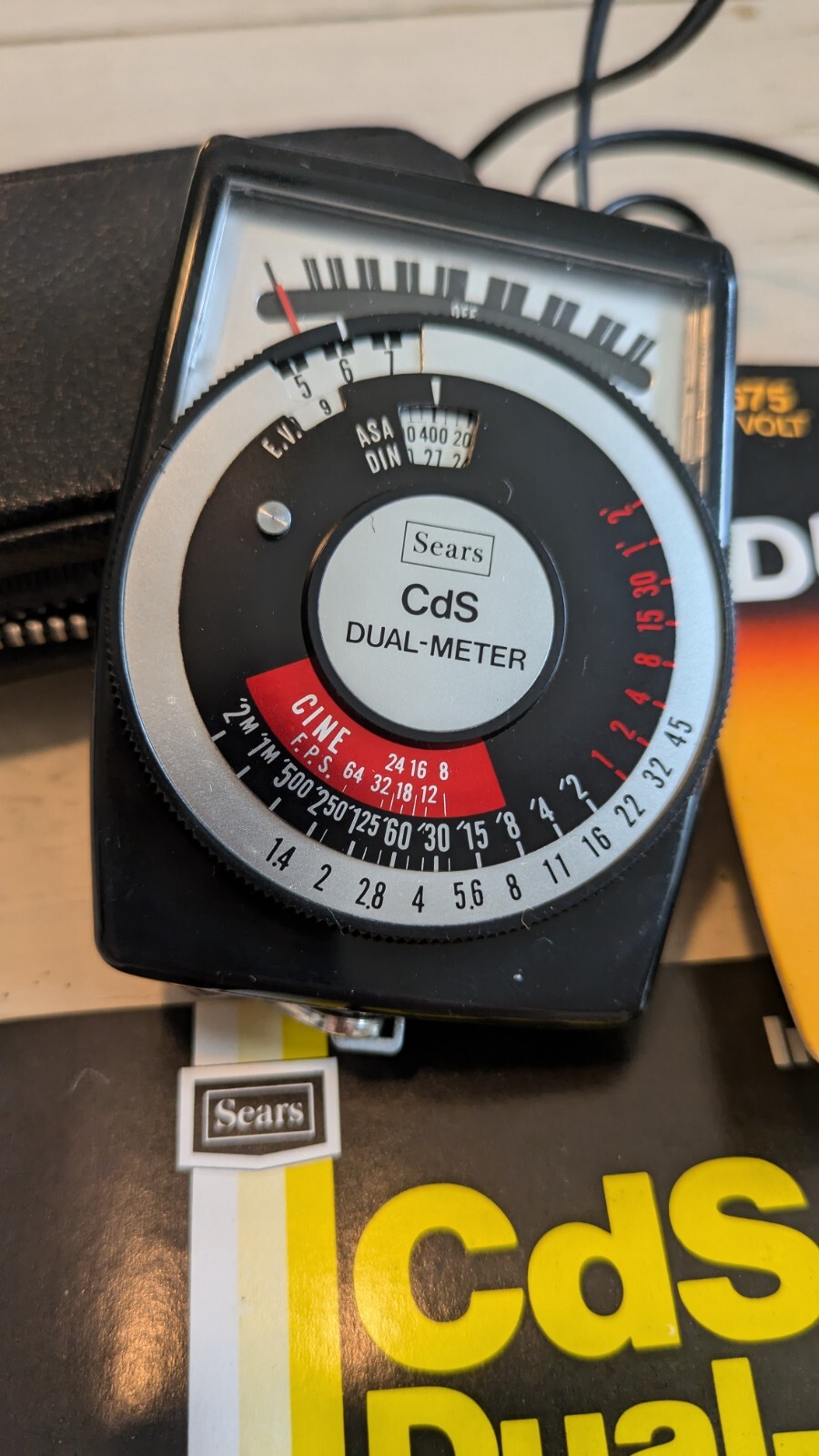 Sears CdS Dual Meter Model 376 Lightmeter Case And Manual