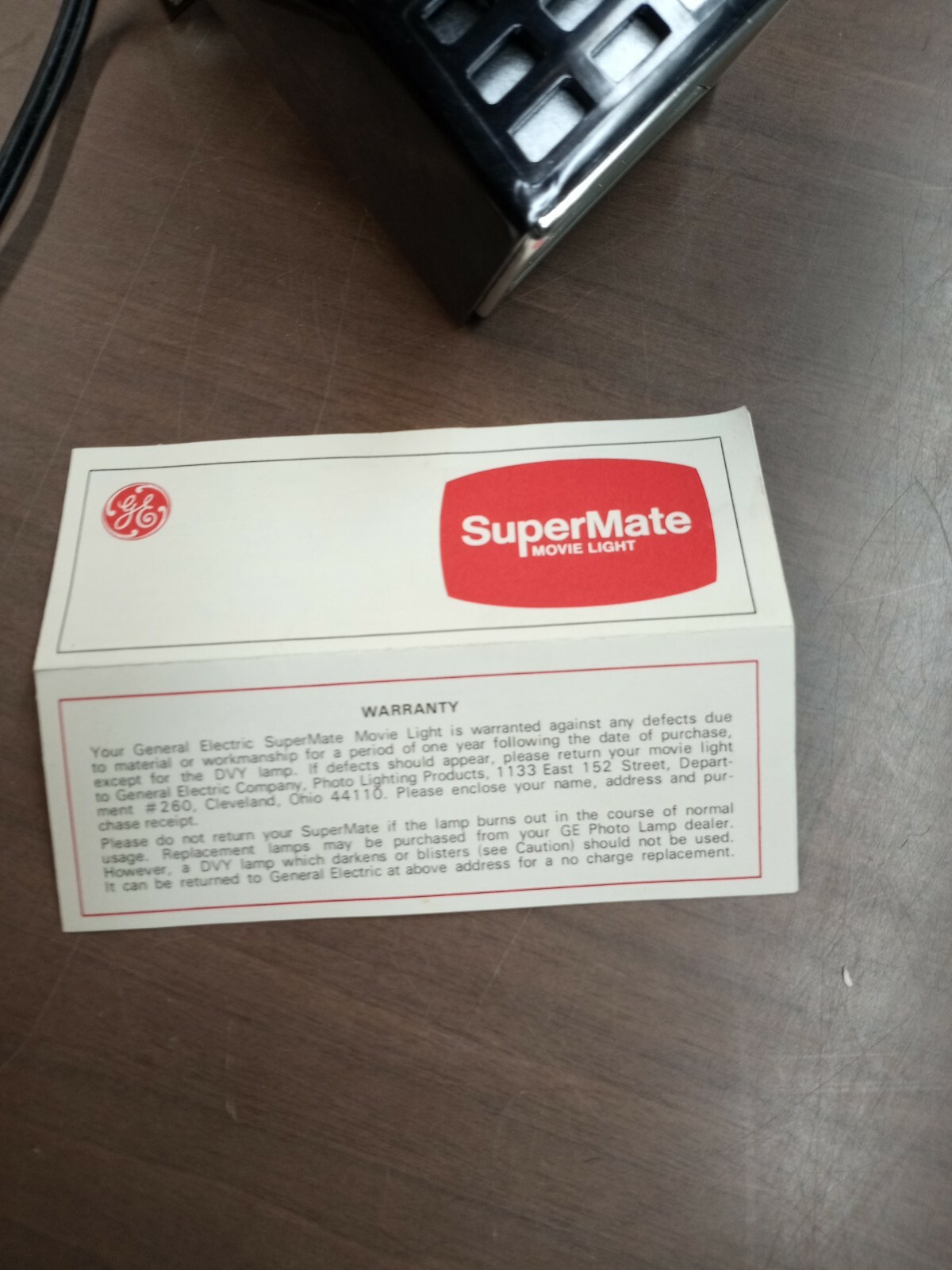 GENERAL ELECTRIC SUPERMATE MOVIE LIGHT MODEL SM-2- TESTED – WORKS (Camera A)
