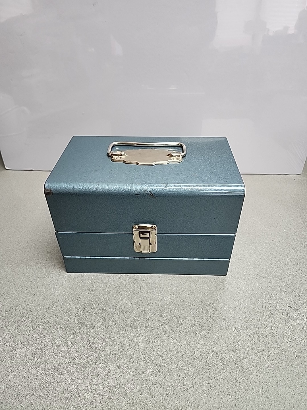 Metal Blue 8mm Movie Reel Chest Box 12 Slot Film Storage Case