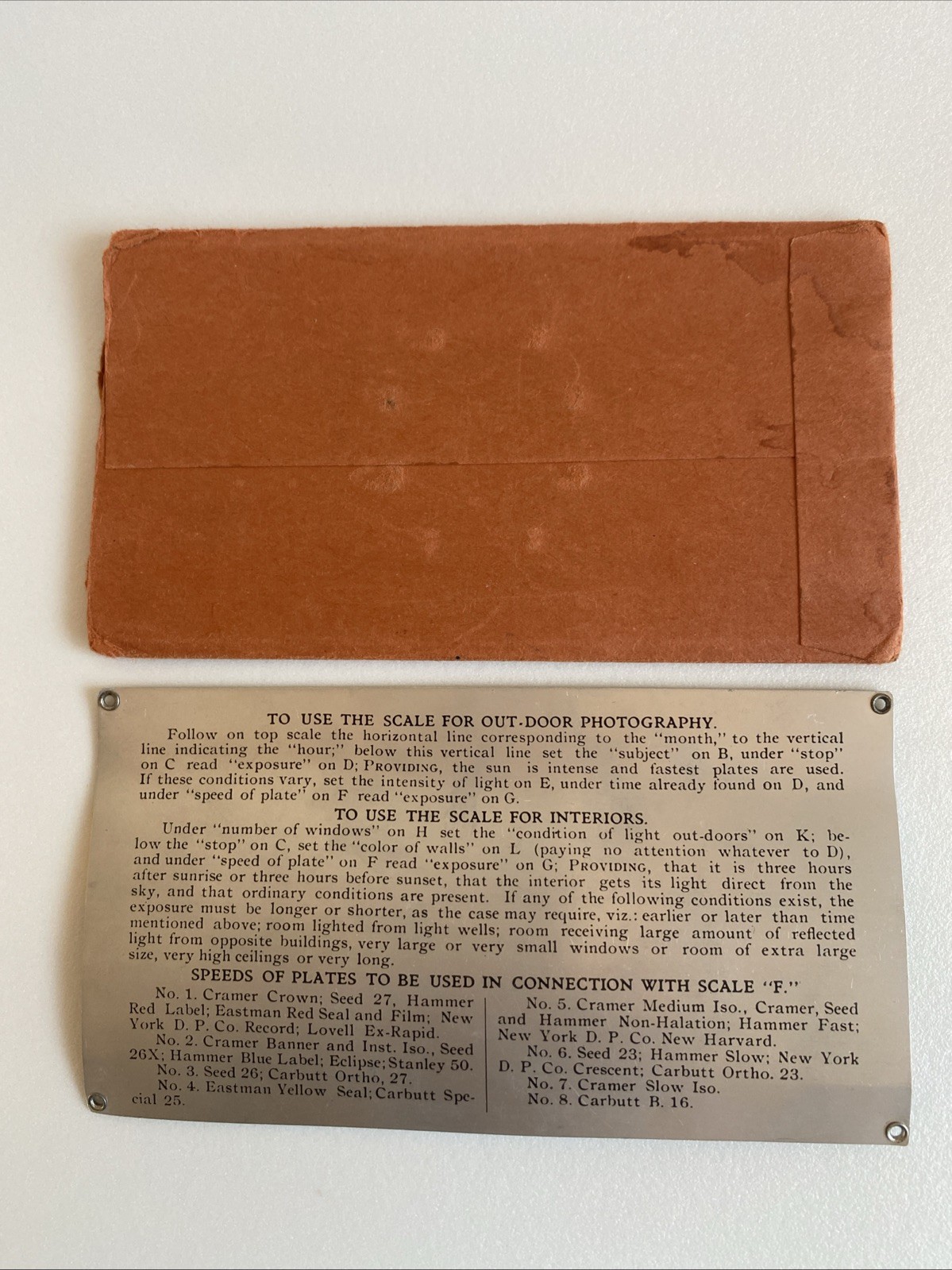 Vintage 1901 Wager Exposure Scale – Timing Photographic Images; Slide Scale