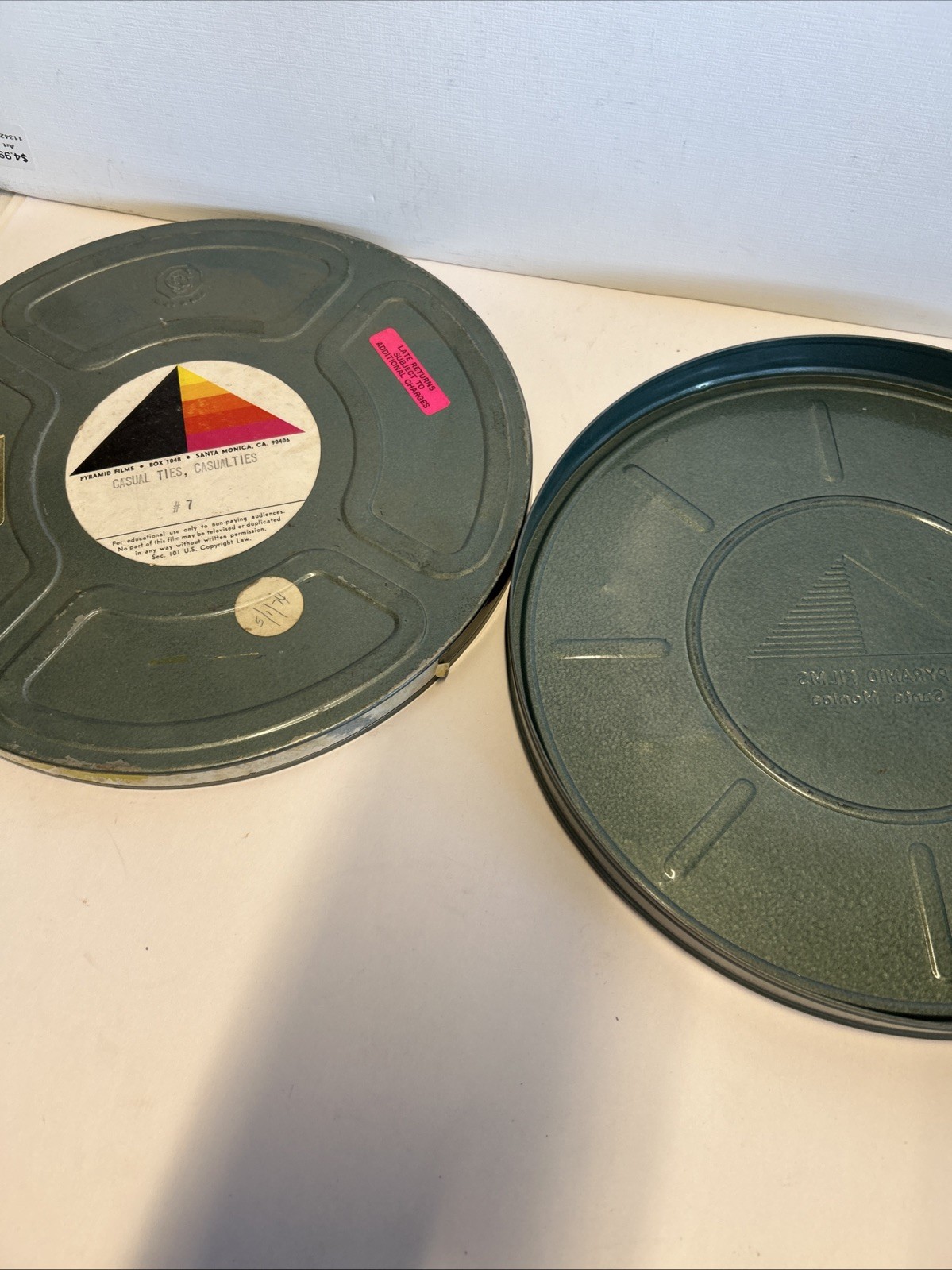 Vintage 10.5” Metal 16mm Film Reel Empty Canister Casual Ties Casualties Pyramid