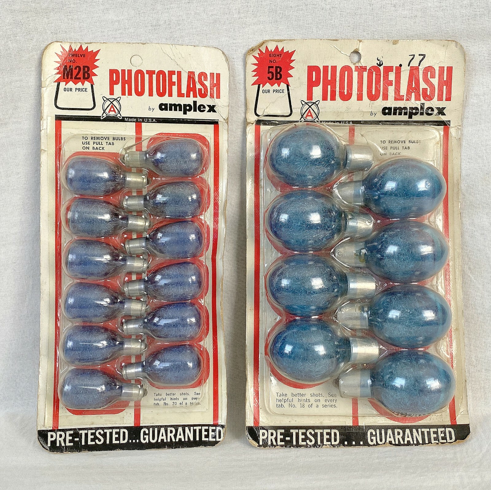Lot of 2 AMPLEX Different Packs Photoflash Bulbs: M2B & 5B .