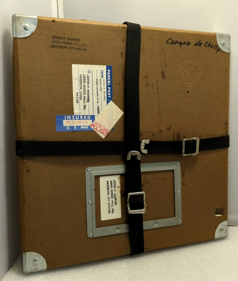 Goldberg Bros. 16MM Film Shipping Case w/Straps 16” X 16” [John F. Morse Estate]