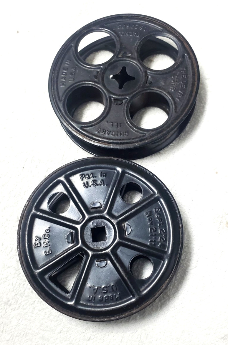 Vintage Kodak (E.K. Co.) & Devry Corp. Metal 16mm Film Reels -1930s- 3 5/8″