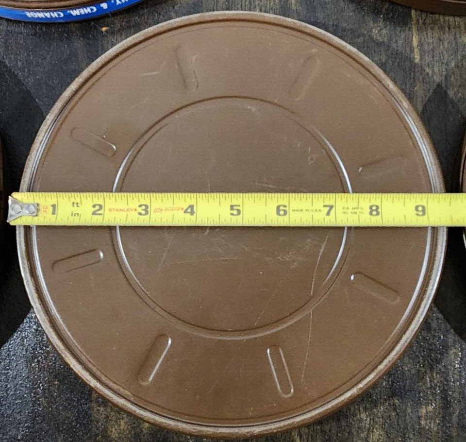 Vtg Set of 5 Goldberg Brothers 16mm Metal Film Reel 9 1/2in Canister Art Decor