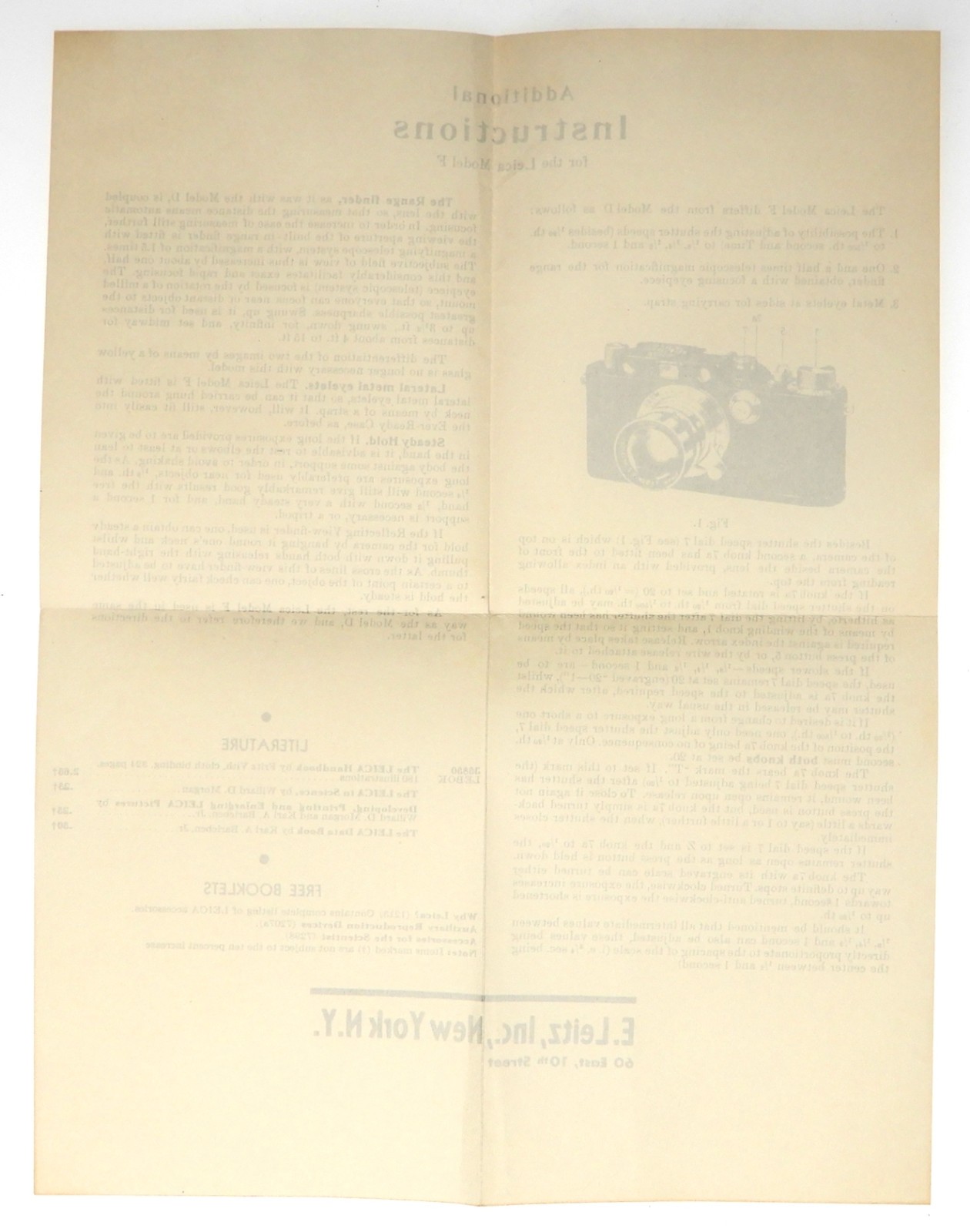 Leica III Model F Additional Instructions #1 ……….. Minty