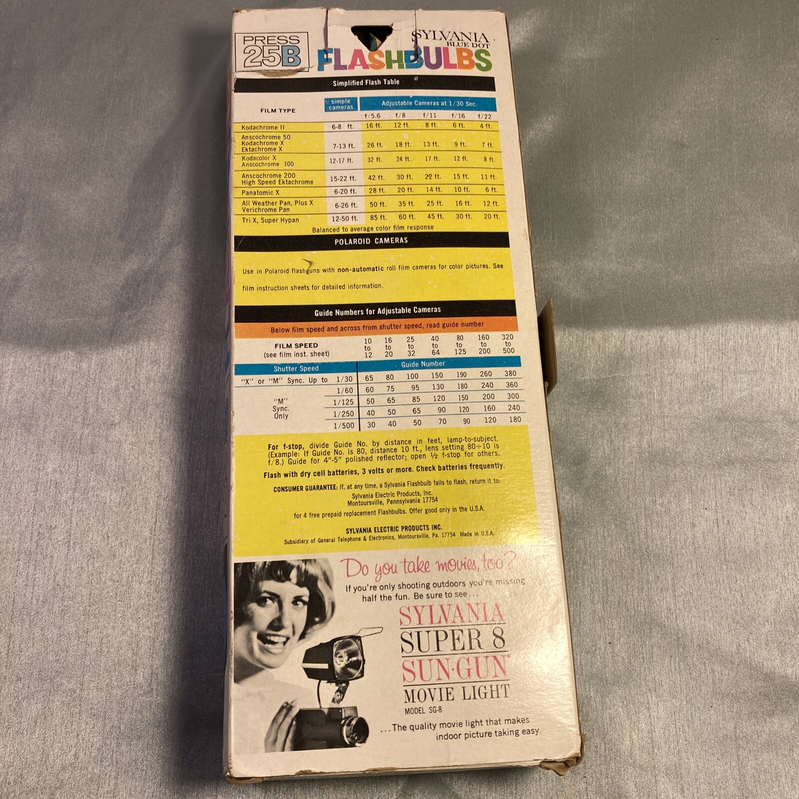 Sylvania Blue Dot Press 25B Vintage Camera Photo Flash Bulbs, Box of 11 Vintage