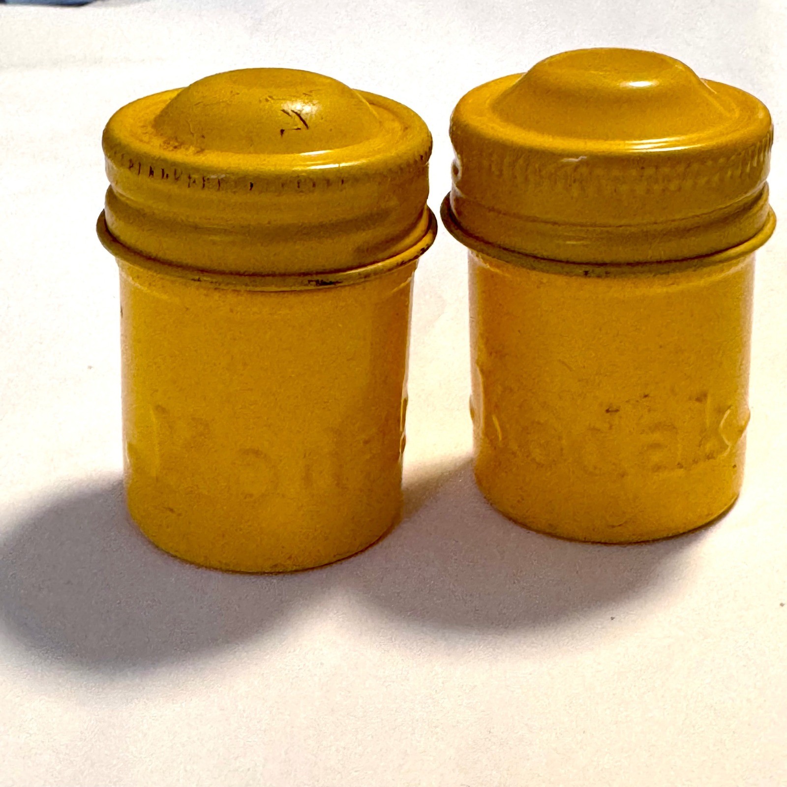 Vintage Kodak Embossed Yellow 35mm Film Canister Containers Lids Set of 2
