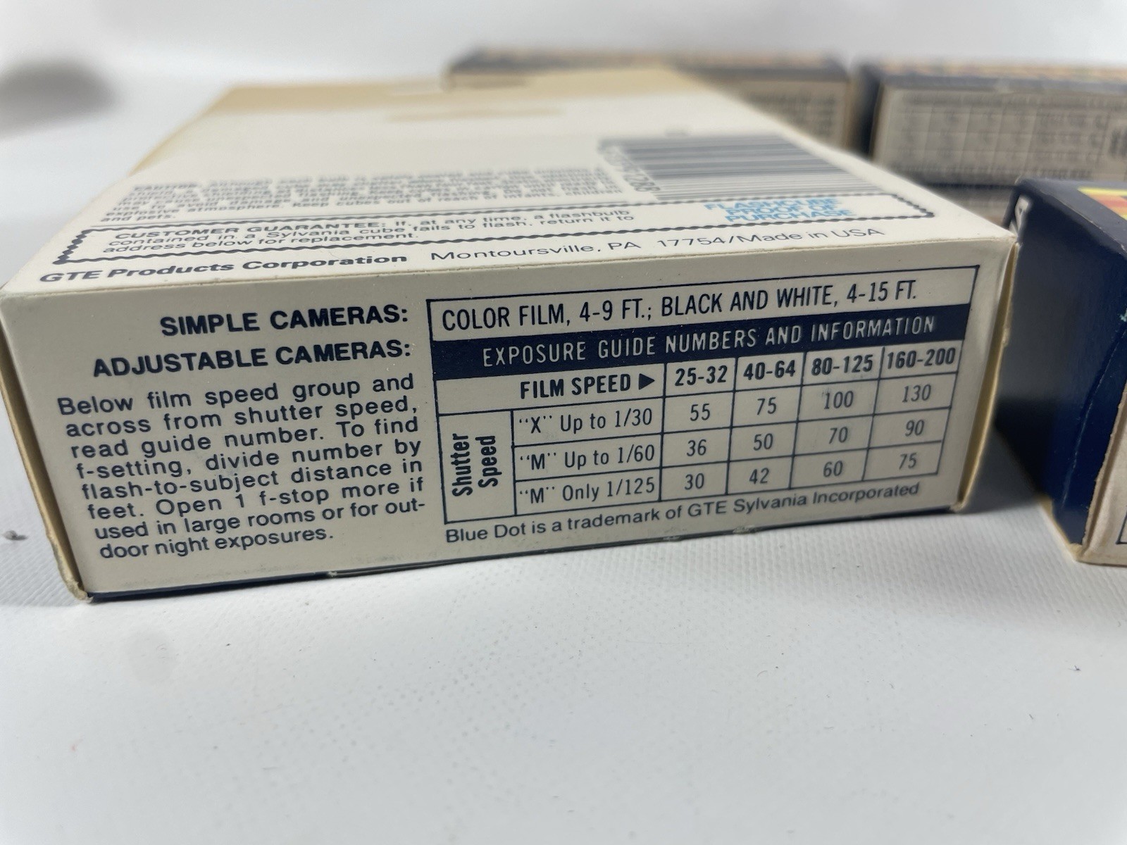 Vintage GTE Sylvania Blue Dot Flash Cubes 3 Cubes In Original Box New Lot Of 4