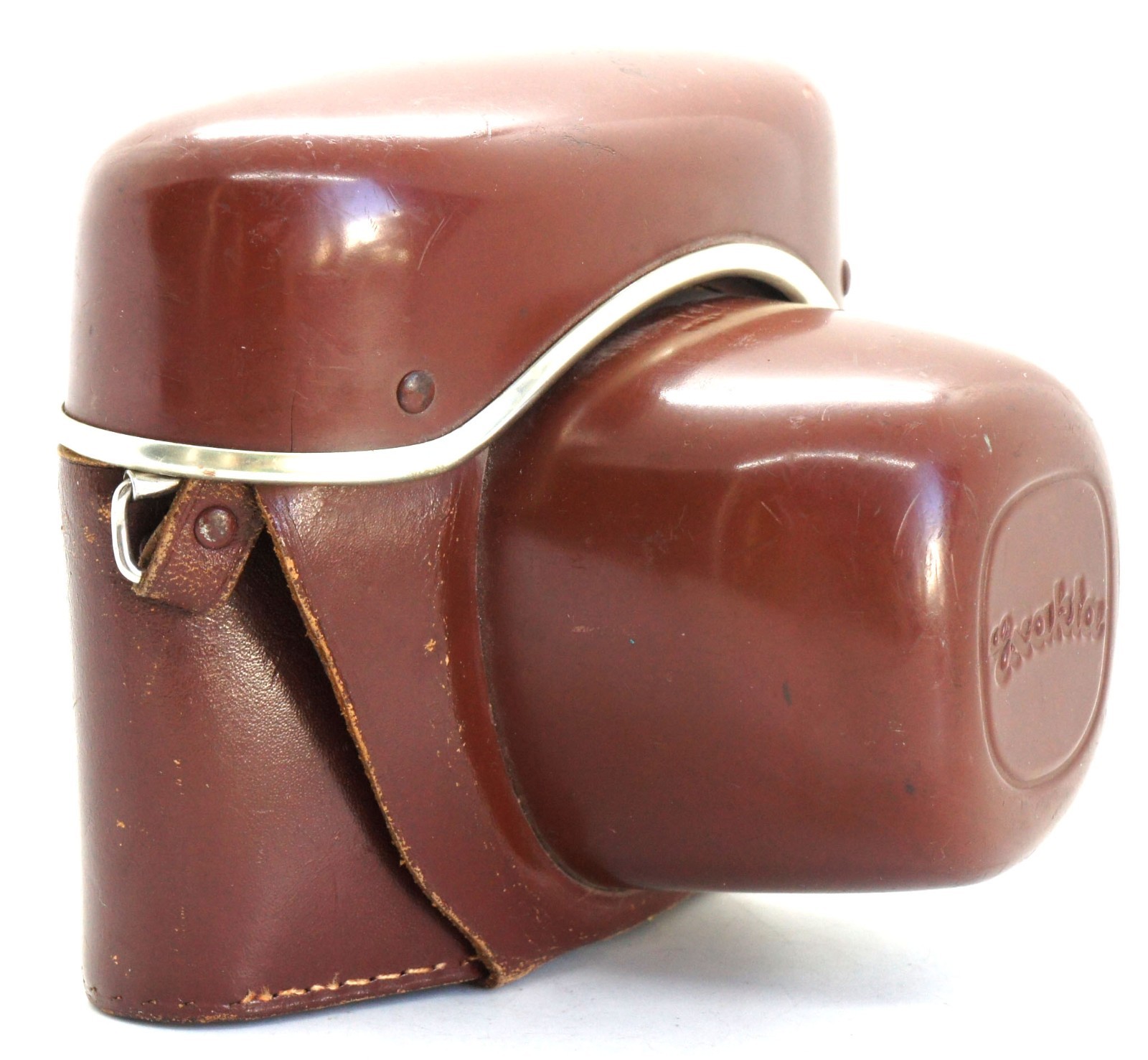 Vintage Original Ihagee Exakta Brown Leather Camera Case Metal Frame Germany