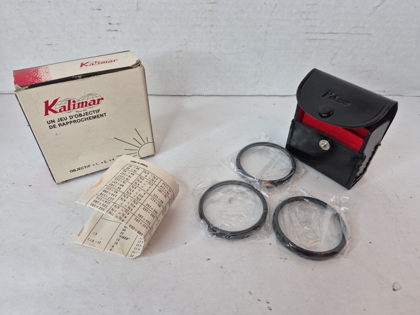 Kalimar 49mm Close Up Filter Set +1 +2 +4 Diopters with Case Vintage Macro