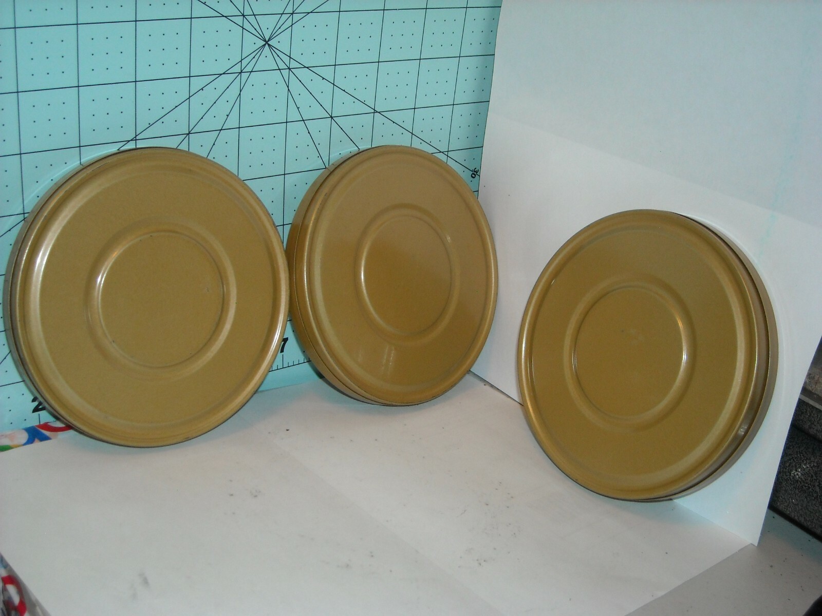 3 vintage movie tins two guys automatic dual 8mm 200ft compco corp 5×1/2″