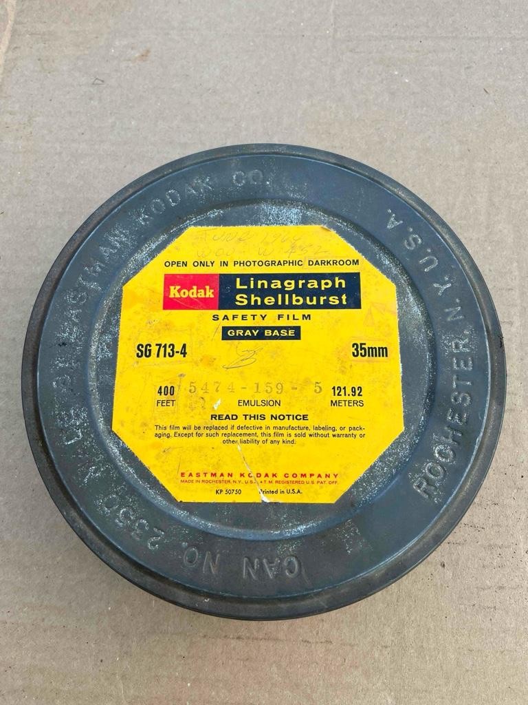 Kodak Linagraph Shellburst Reel Metal Canister # 2350 Empty Steampunk 7-1/4″