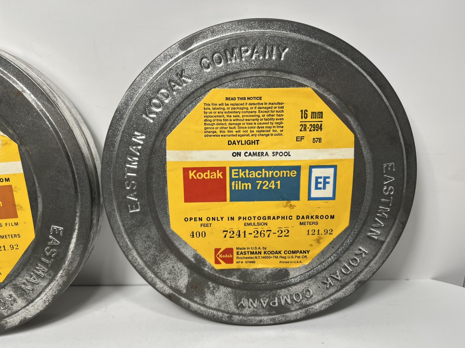 Vintage Eastman Kodak Metal Film Reel 7 ” Metal Canisters Tin FREE SHIP
