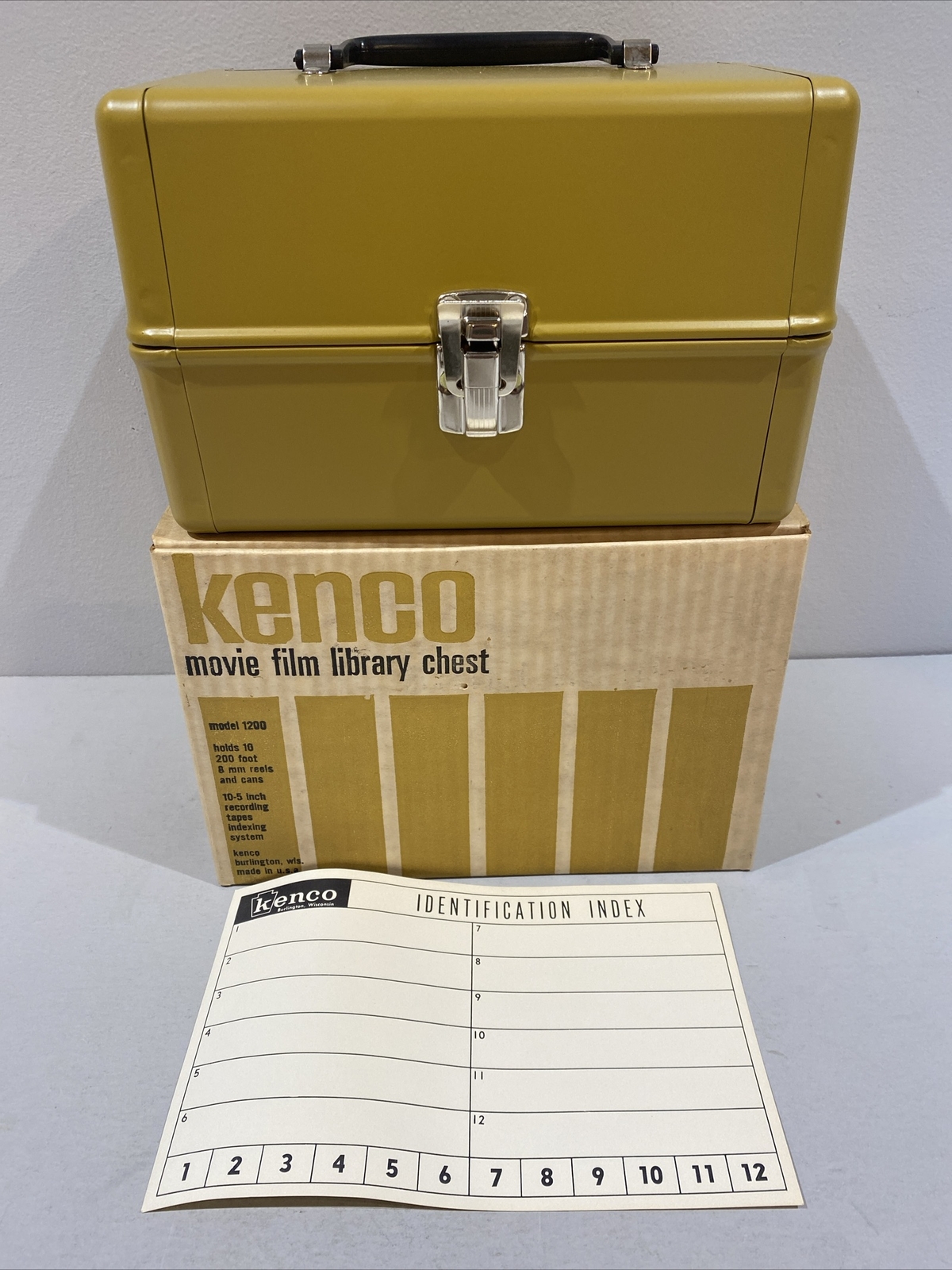 Vintage Model 1200 Kenco Movie Film Library Chest In Original Box + Index Card