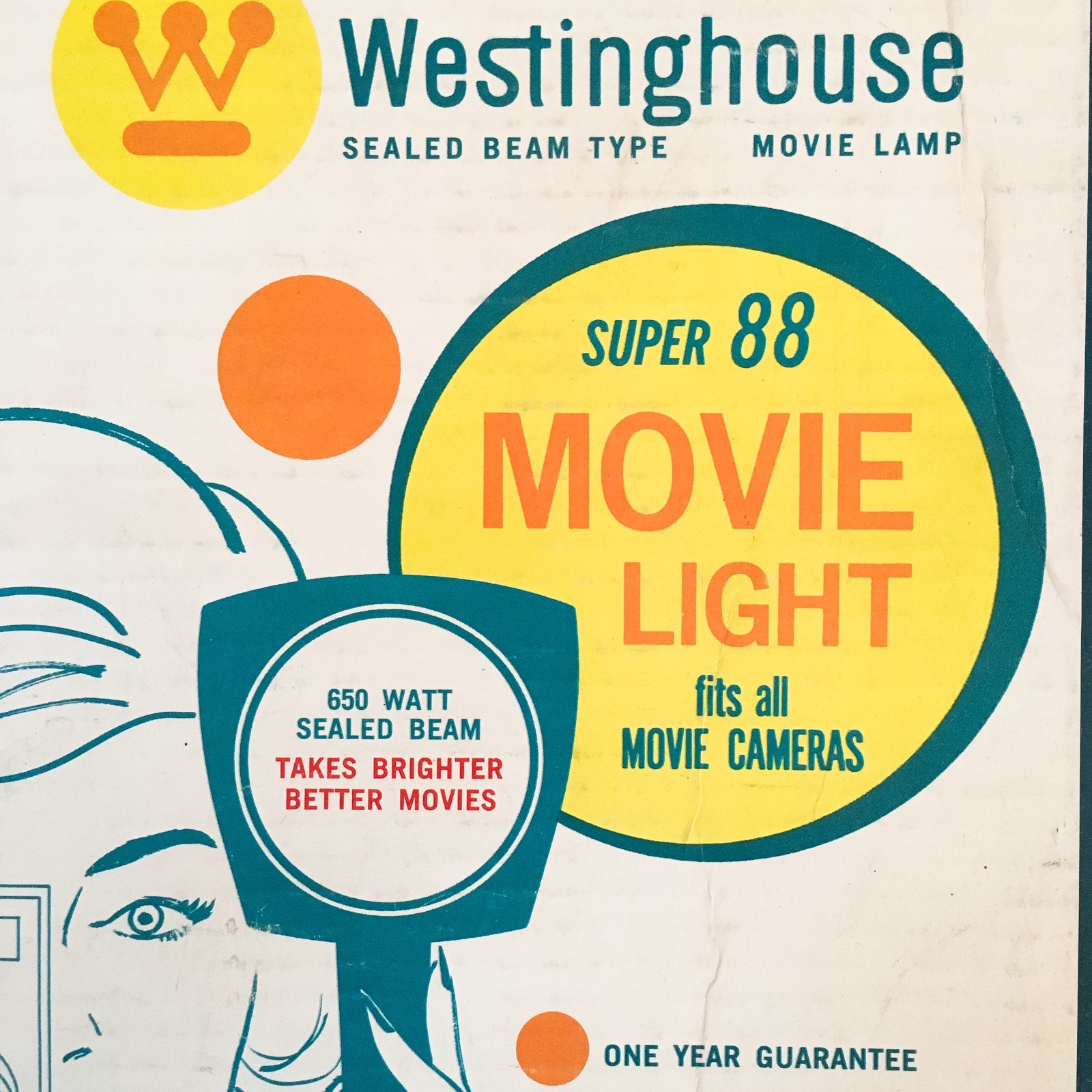 Vintage Westinghouse Super 88 Movie Light with Original Box – 650 Watt – WORKS!!