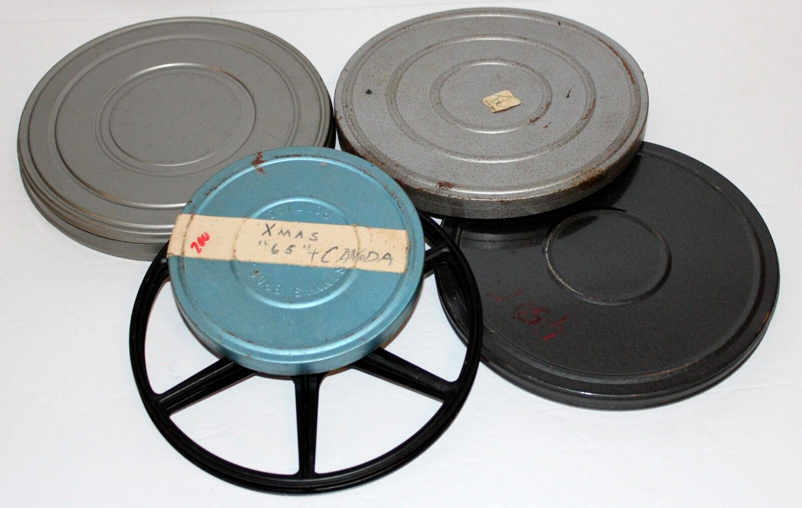 Mid Century Movie Reels Home Movies & Empty Reel Cans/Cases Lot of 5 Mixed GC